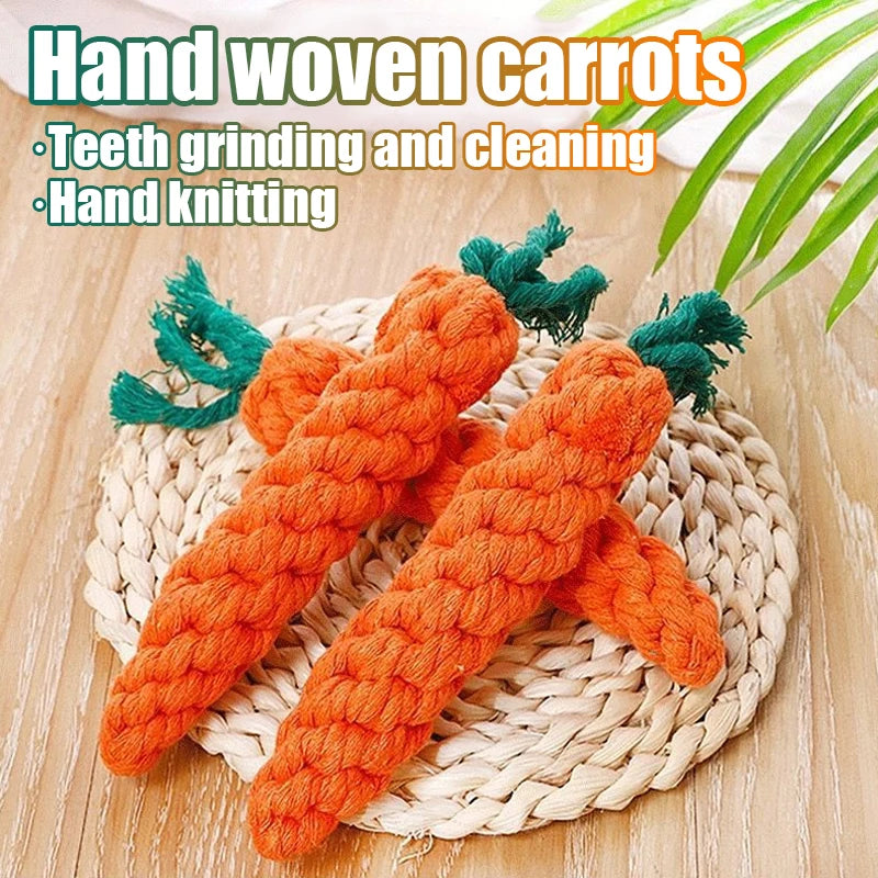 1Pcs Carrot Dog Bite Rope Pet Dog Toys Safe Durable Braided Bite Dog Chew Toys Resistant Puppy Molar Cleaning Teeth Cotton Rope